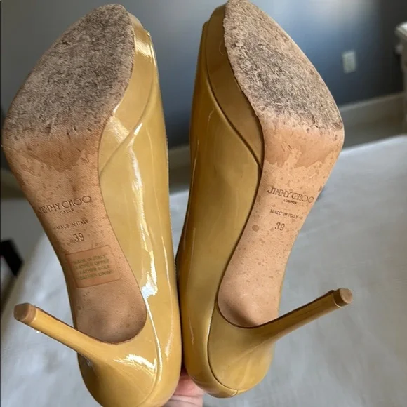 Jimmy Choo Nude Peep Toe Pumps - Picture 5 of 5